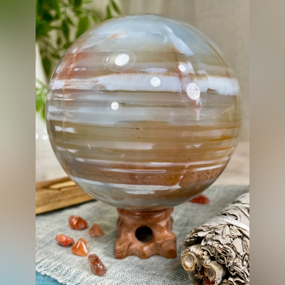 1620 XL Carnelian and Agate Layered Crystal Sphere